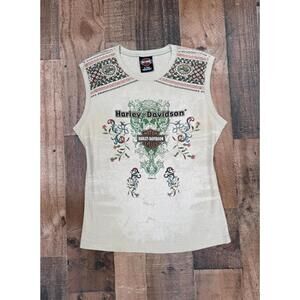Harley Davidson Y2K Vintage Khaki Color Tank Top Women's Size XL